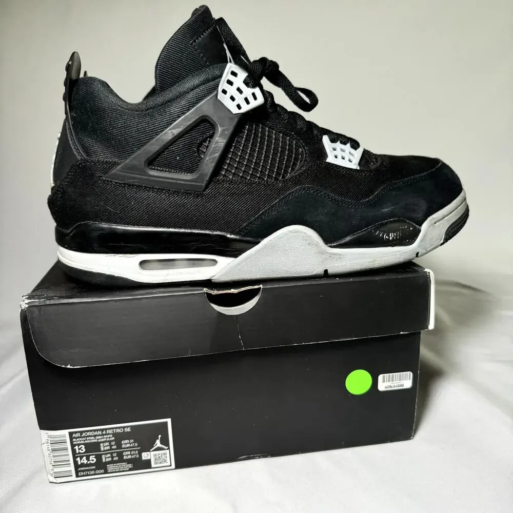 Size 13 - Nike Air Jordan 4 Retro SE Black Canvas 2022 Men's Shoes